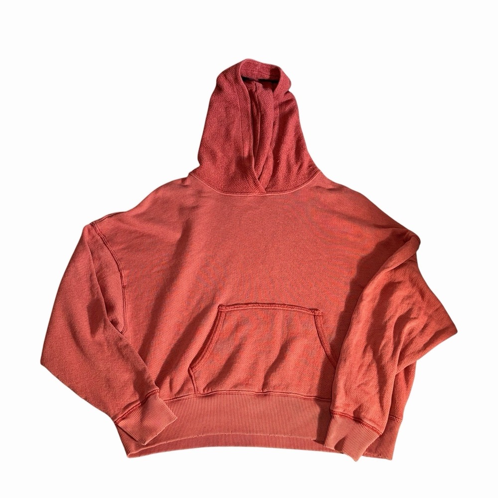 American Eagle Textured Fleece Oversized Hoodie‎ Women's Size Small Rust - Picture 2 of 9